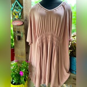 American Rag Dusty Pink Loose Flutter Sleeve Pullover Soft Caftan Tunic Top 3X